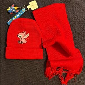Angel Beanie & Scarf Set with Stitch Keychain